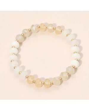 Fashnzfab Beaded Stretch Bracelet - Natural