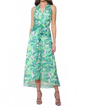 Adelyn Rae Margot Wrap Tie Waist Printed Maxi Dress - Green