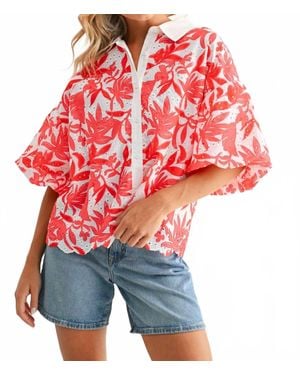 Joh Jinny Button-Up Top - Red
