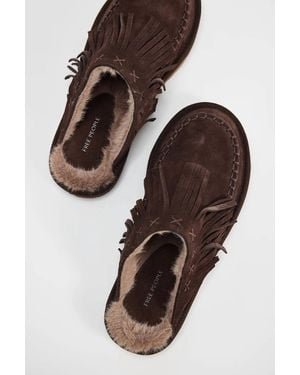 Free People Fallon Fringe Mules - Brown
