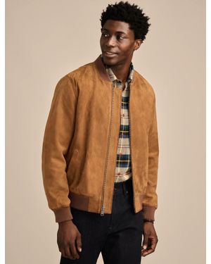 Lucky Brand Suede Bomber Jacket - Natural