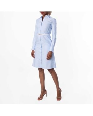Bally Casual Belted Cotton Shirt Dress - Blue