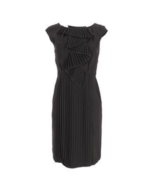 Max Mara Pleat-Accent Midi Dress - Black
