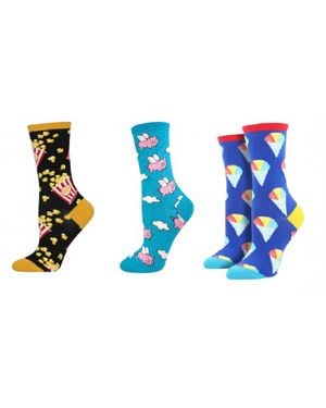 Socksmith Classic Popcorn & When Pigs Fly & Have An Ice Day Socks - Black