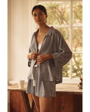 Eberjey Linen Blend Buttondown Top - Natural