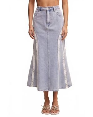 Avenue Zoe Denim Midi Skirt - Purple