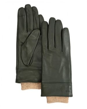 Echo Rib Cuff Leather Glove - Green