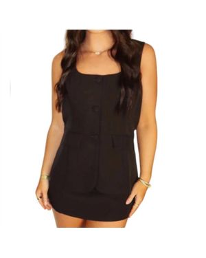 ACT Pretty Crepe Round Neckline Button Sleeveless Romper - Black