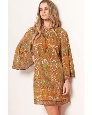 TRUEDAMES Cross My Mind Woven Mini Dress - Brown