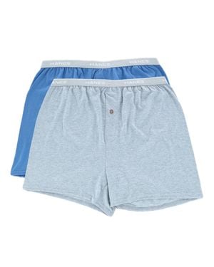 Hanes Exposed Waistband Knit Boxer Underwear (2 Pack) - Blue