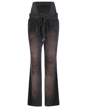 KNWLS Velour Sport Pants With Adjustable Waist And Inner Layer - Black