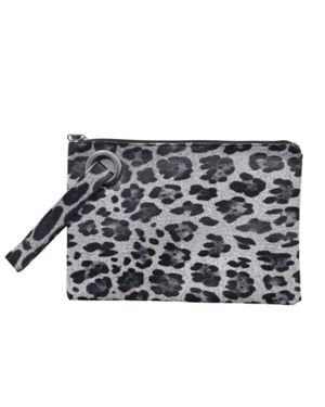Pretty Simple Leopard Wristlet Clutch - Gray