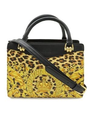 Versace Barocco Leopard Handbag 2Way Pvc - Yellow