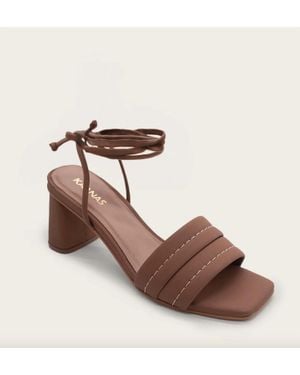 Kaanas Pandora Chunky Band Heel With Ankle Strap - Brown