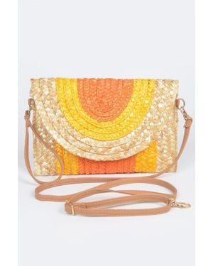 Fashnzfab Straw Coloful Envelope Clutch - Orange