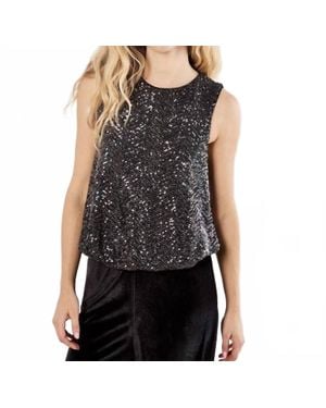 Apricot Chevron Sequin Top - Black