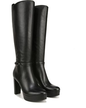 Naturalizer Fenna Boots Leather Block Heel Knee-High Lion1064 - Black
