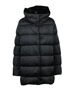 Herno Polyester Plush Hooded Down Jacket - Black