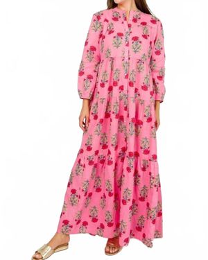 Just Darviny Boho Long Sleeve Maxi Dress - Pink