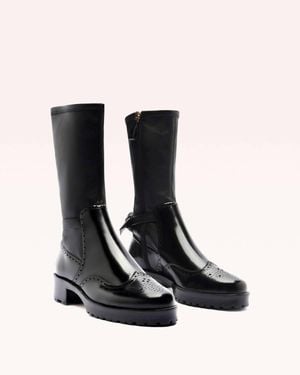 Alexandre Birman Clarita Motorcycle Brogue Boots - Black