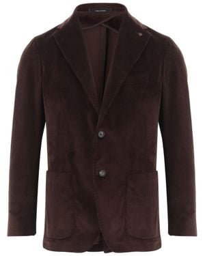 Tagliatore Stretch Cotton Ribbed Blazer - Brown