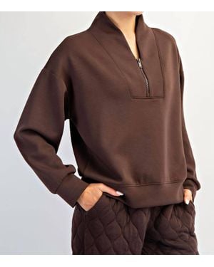Rae Mode Modal Scuba V-Neck Jacket - Brown