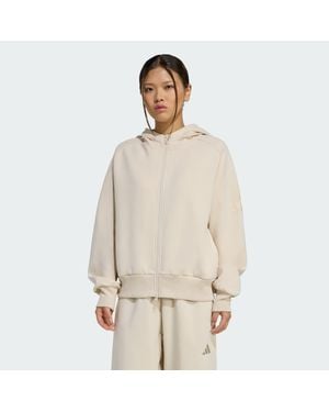 adidas Soft Lux Full-Zip Hoodie - Natural