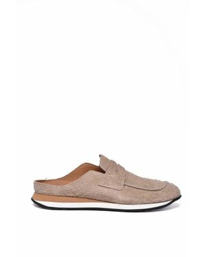 Off play Textured Strap Suede Mules - White