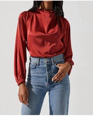 Astr Veronica Puff Sleeve Top - Red
