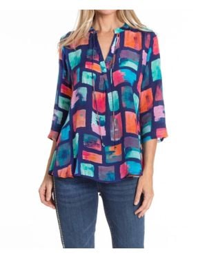 Apny V Neck Top With Tassel - Blue
