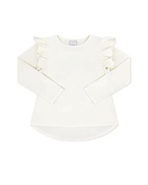 Set Proper Girl's Elizabeth Long Sleeve Ruffle Tee - White