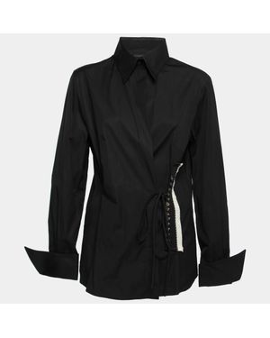 Gianfranco Ferré Vintage Cotton Button Detail Tie-Fastening Shirt - Black