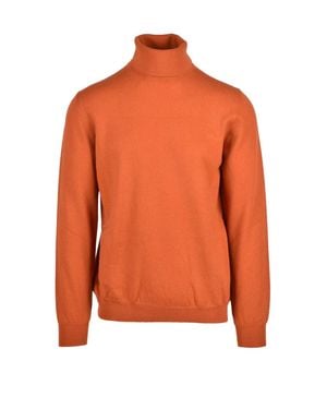 Alpha Studio High-Neck Cashmere Turtleneck Sweater - Orange
