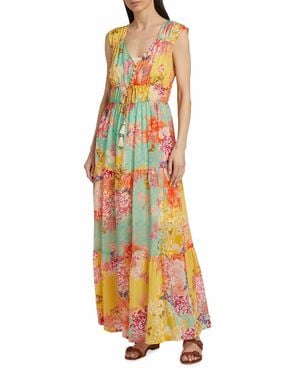 Johnny Was Maje Tiered Maxi Dress - White