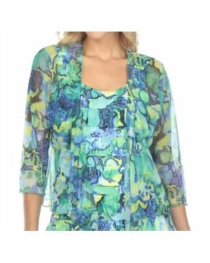 Tango Mango Abstract Print Mesh Cover-Up Jacket - Blue