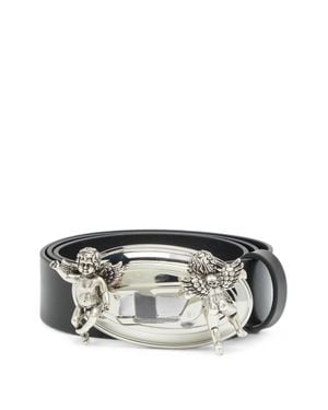 DIESEL Cherub Buckle Detail Silk-Nylon Blend Belt - Gray