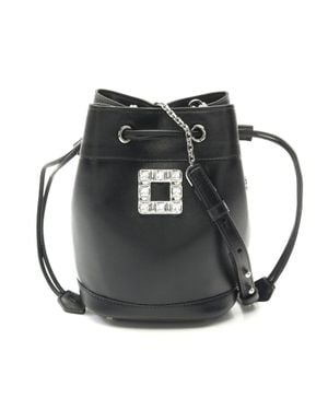 Roger Vivier Leather Bucket Shoulder Bag - Black