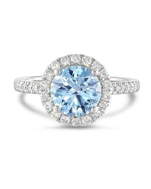 Brilliant Carbon Carbon Atelier Igi Certified Lab Grown Diamond Halo Ring - Blue