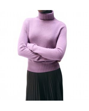 White + Warren Cashmere Featherweight Turtleneck Top - Purple