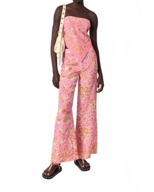 Maje Patterned Linen Pants - Pink