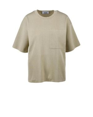 Alpha Studio Cotton Nylon Crew Neck Knitwear Top - Multicolor