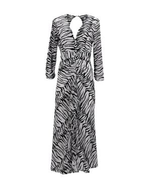 RIXO London Rose Open Back Ruffled Maxi Dress - White
