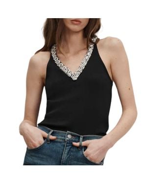 Veronica Beard Ayres Embellished Tank Top - Black