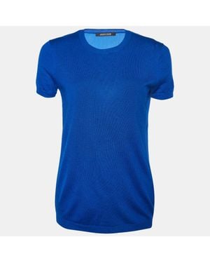 Roberto Cavalli Silk & Cashmere Short Sleeve Sweater - Blue