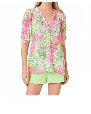 Lilly Pulitzer Elsa Short Sleeve Silk Top - Green
