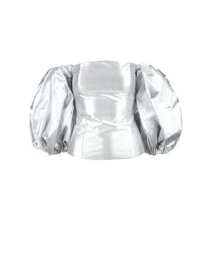 ANOUKI Silk Top Balloon Sleeves - White