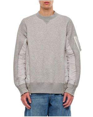 Sacai Sponge Sweat X Nylon Twill Pullover - Gray
