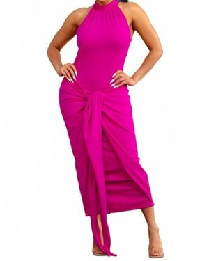 Karen T Design Halter Neck Maxi Dress - Pink