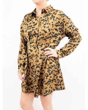 Lush Cheetah Work Dress - Brown