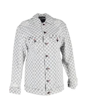 Alexander Wang Daze With Checkerboard Print Denim Jacket - Gray